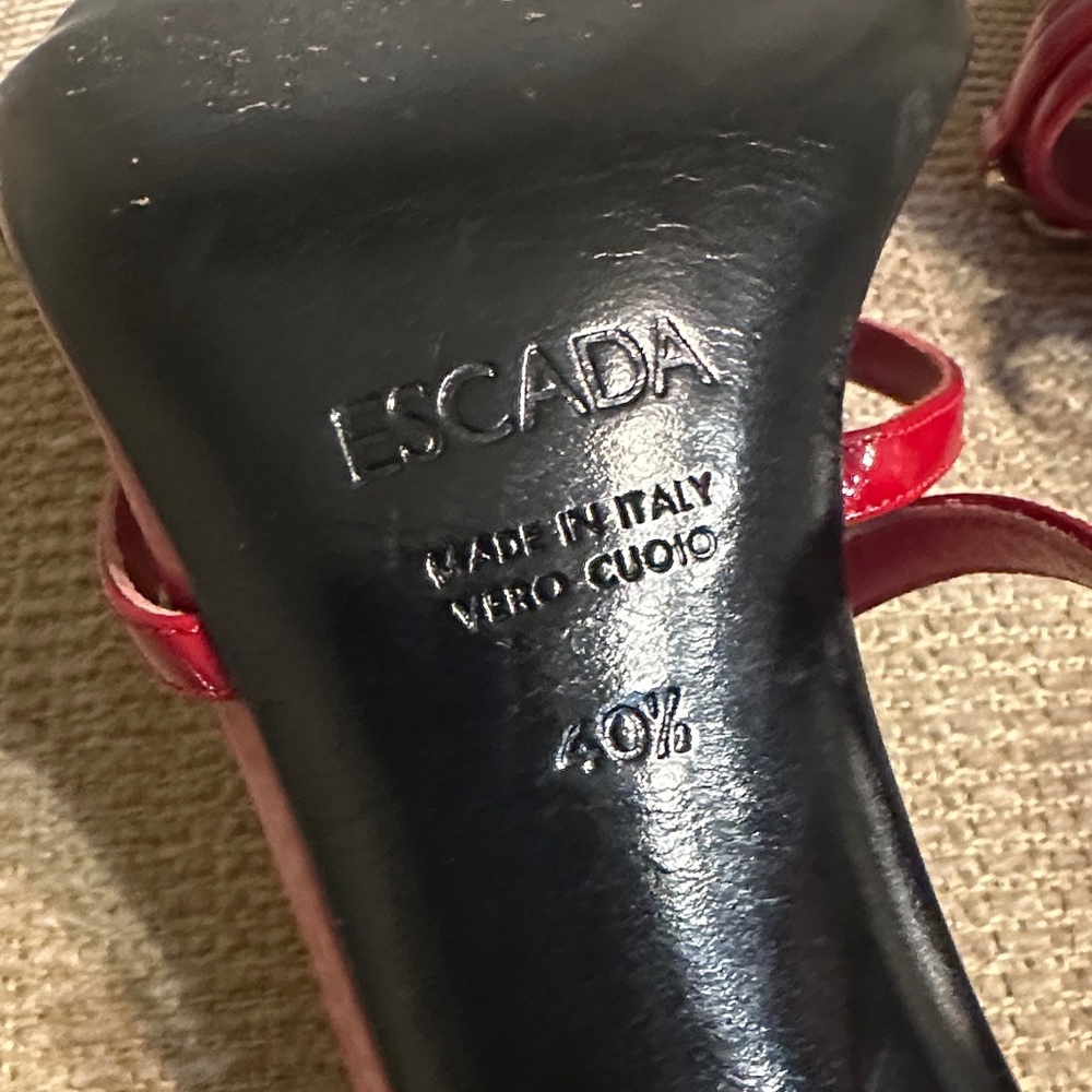 Escada Red Chain Embellished Heels - Picture 6 of 6